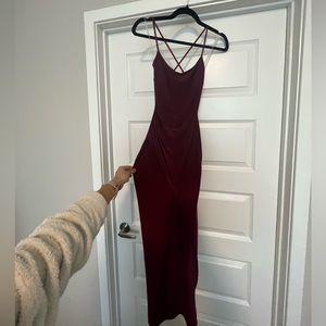 NWT formal bodycon burgundy dress with spaghetti straps